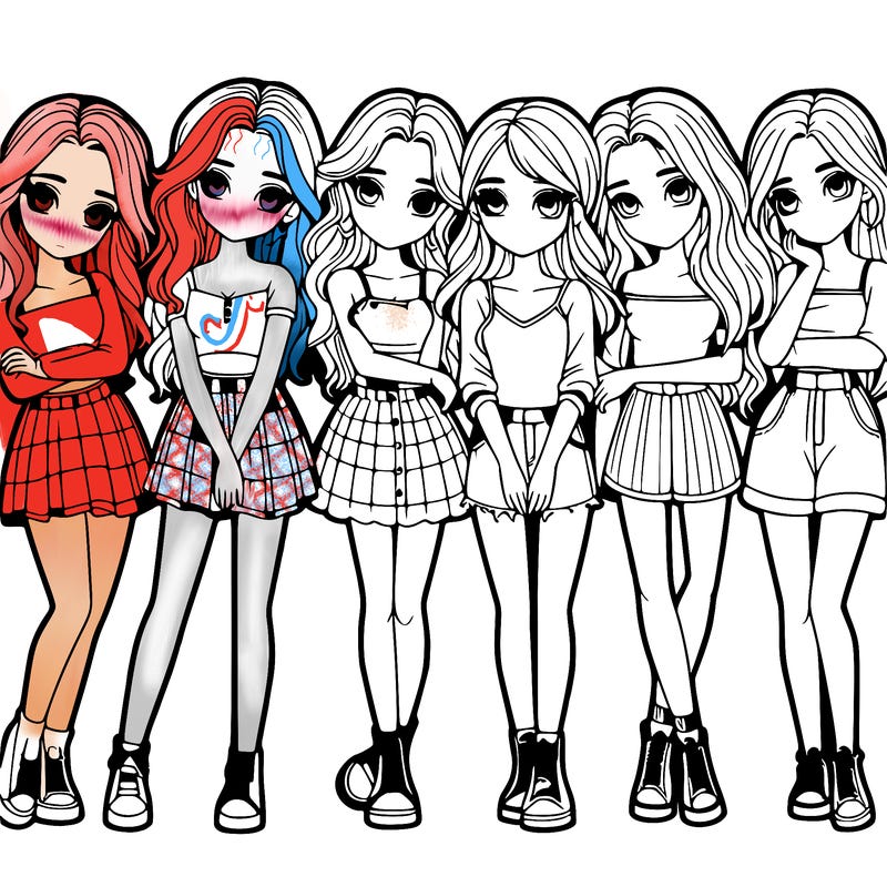 a group of girls realistic