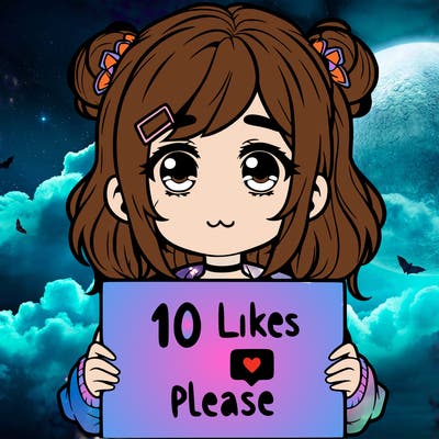 a girl with a sign saying 10 likes please