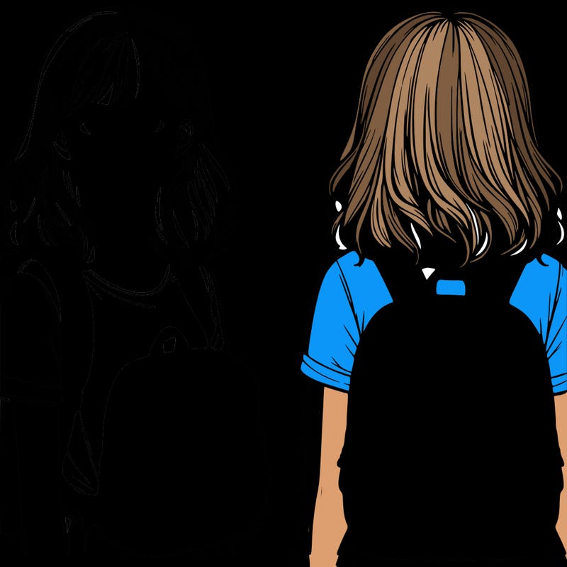 realistic girl with backpack