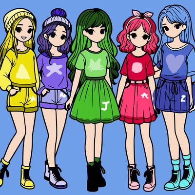 a group of five girls