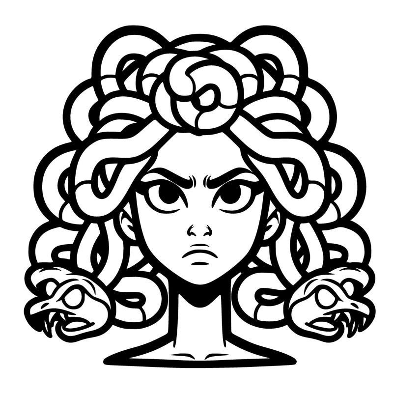 a serious looking medusa from greek mythology