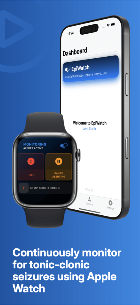 EpiWatch App zeigt den Anfallserkennungsstatus auf der Apple Watch und im iPhone-Dashboard an.