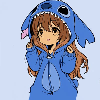 anime girl in a stitch onsie