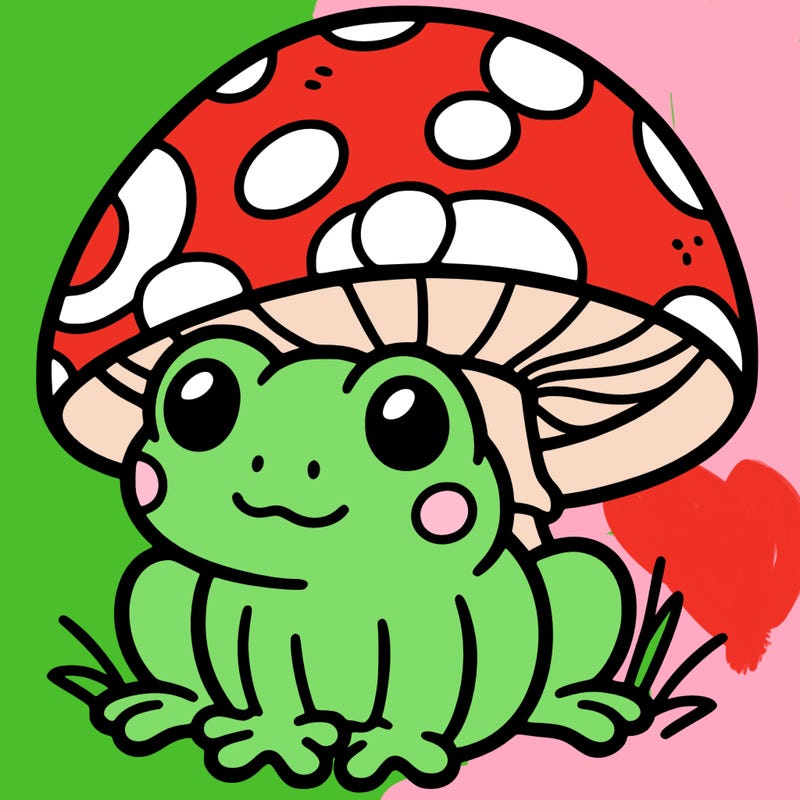 frog with mushroom hat