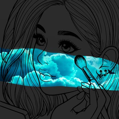 a realistic girl doing her makeup