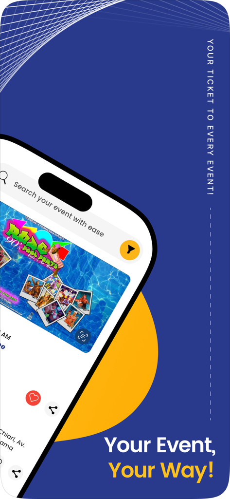 Frontline Ticketing mobile app interface showing event search and discovery