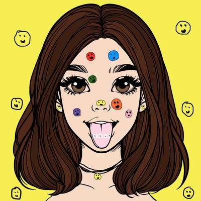 realistic girl with her tongue out