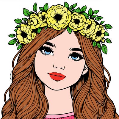 realistic girl with flower crown