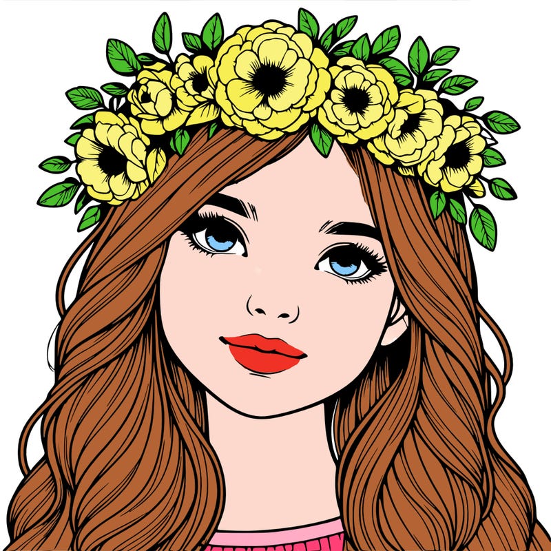 realistic girl with flower crown
