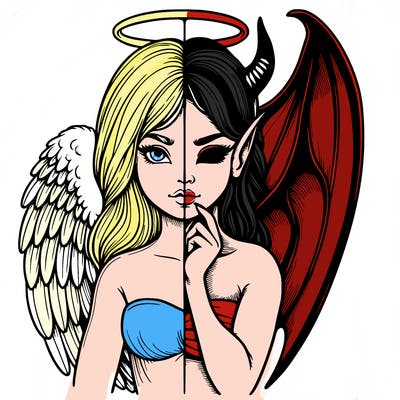 realistic angel half demon