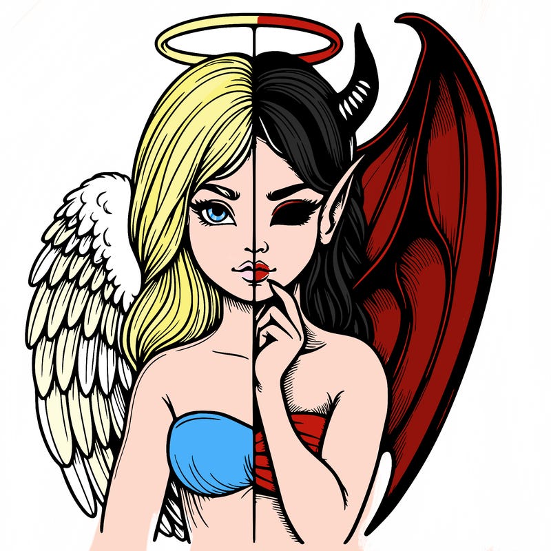 realistic angel half demon