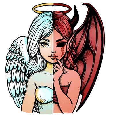 realistic angel half demon