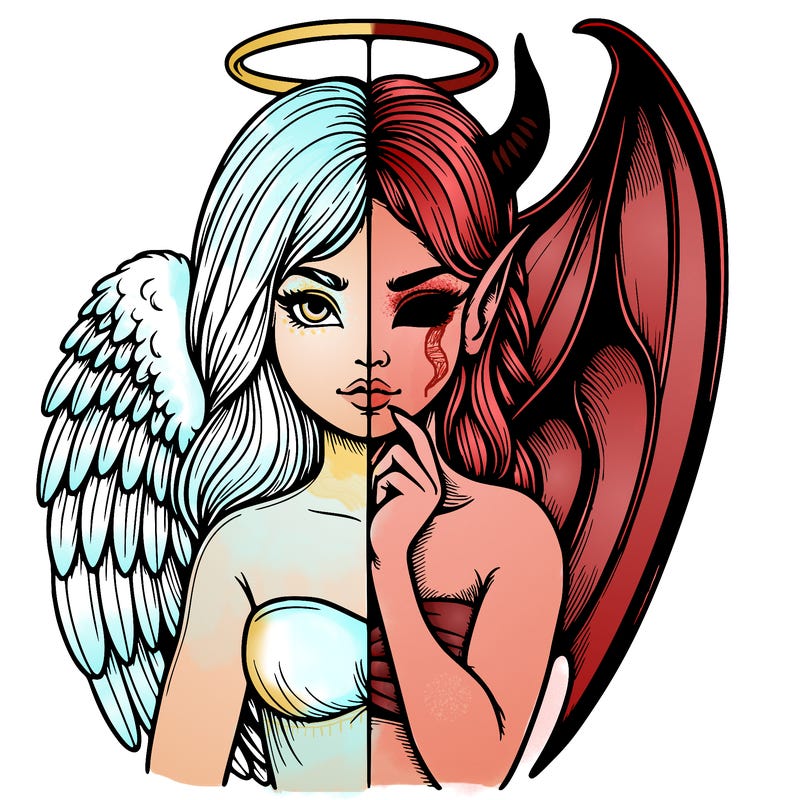 realistic angel half demon