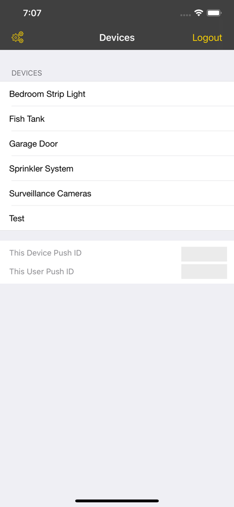 ESP Home - Interface showing a list of connected smart home devices in the ESP Home app