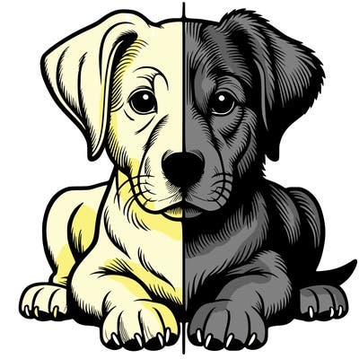 realistic dog split picture