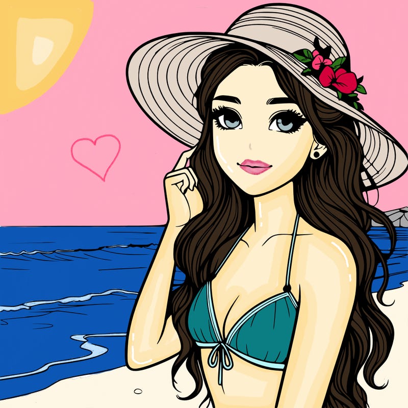beach realistic girl