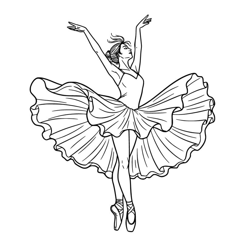 a delicate ballerina with her costume in motion.