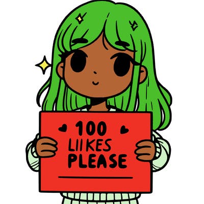 a girl holding up a sign saying 100 likes please