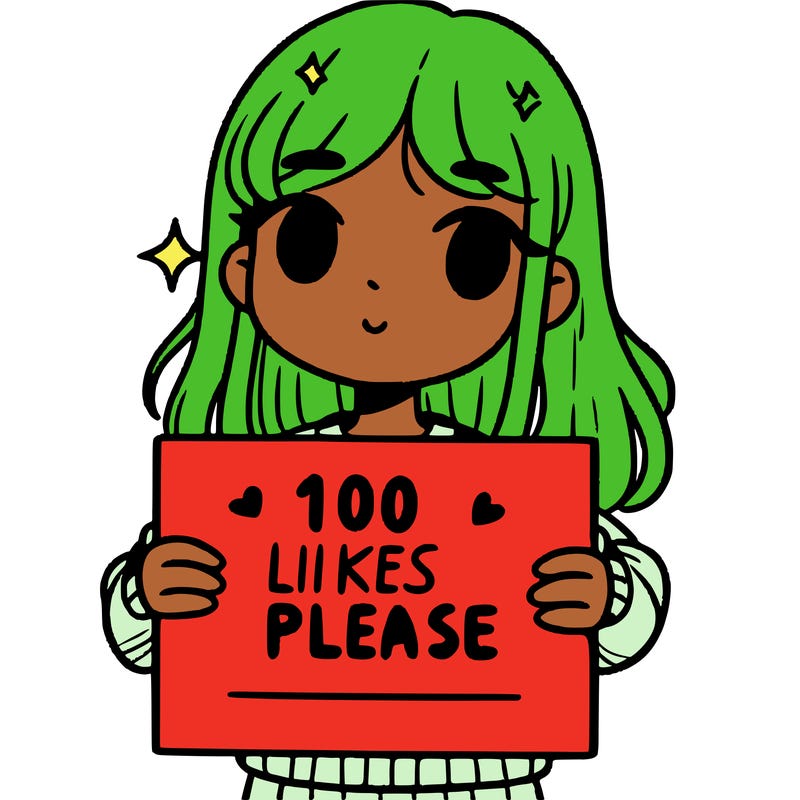 a girl holding up a sign saying 100 likes please