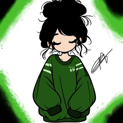 girl with baggy sweatshirt and messy bun