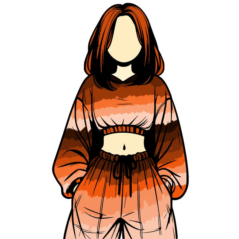 realistic girl faceless with baggy pants and a crop top