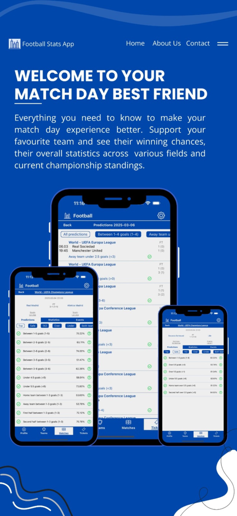 Football Stats - Predictions - Football Stats Predictions app interface showing match analysis and soccer statistics on mobile devices