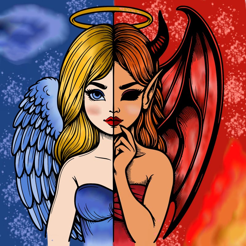 realistic angel half demon