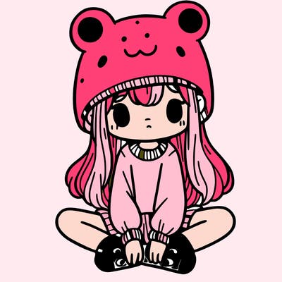 a girl wearing a frog hat and some frog socks