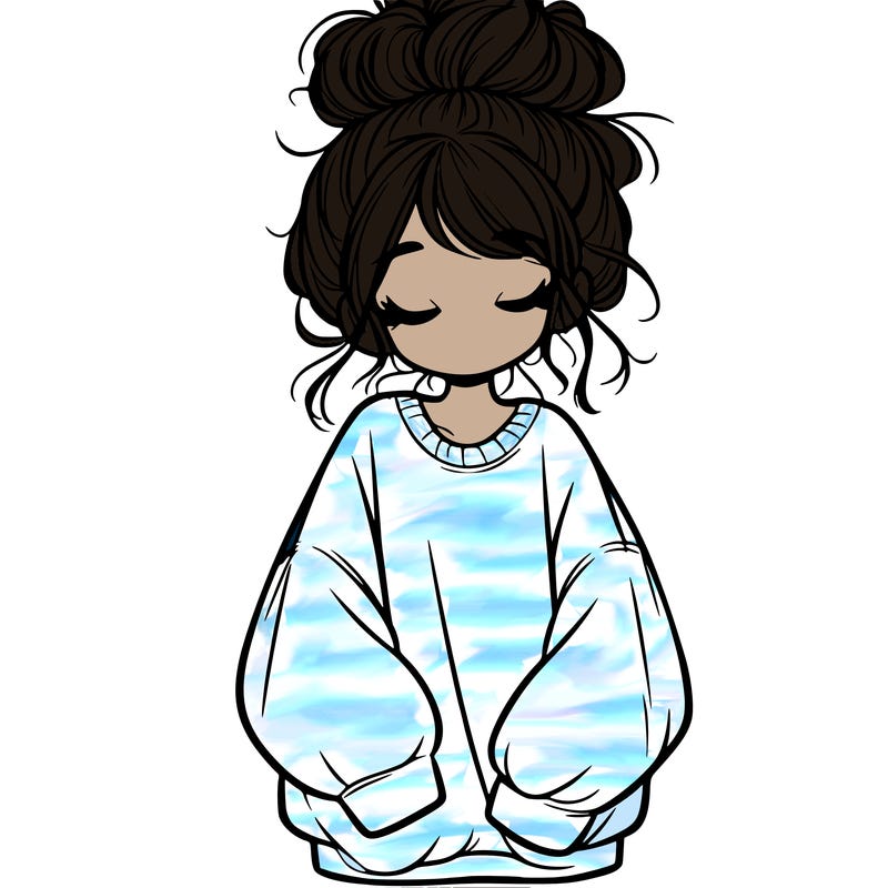 girl with baggy sweatshirt and messy bun