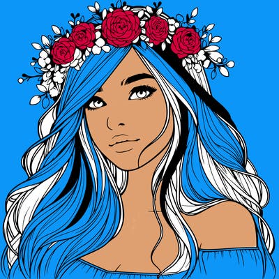 realistic girl with flower crown