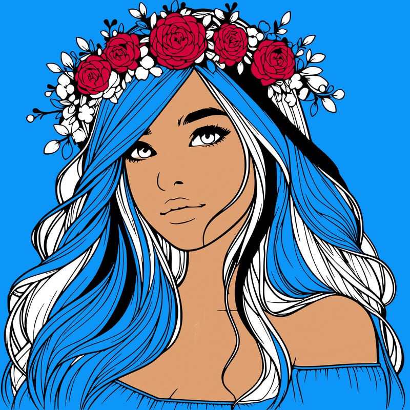 realistic girl with flower crown