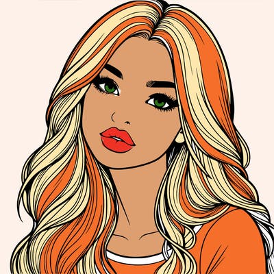 realistic girl with hair on her hair and lips