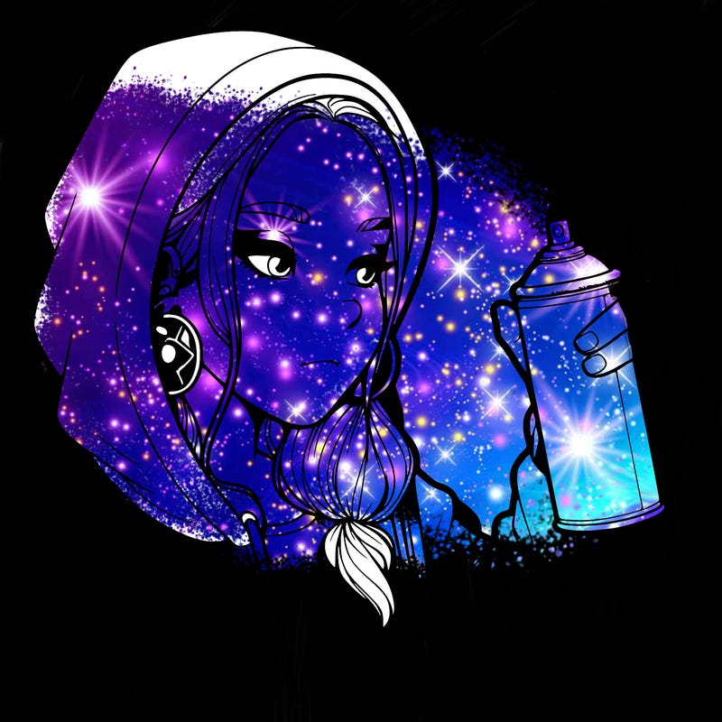 a realistic girl, spray painting