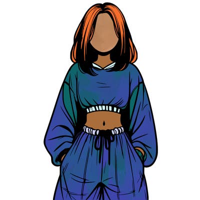 realistic girl faceless with baggy pants and a crop top