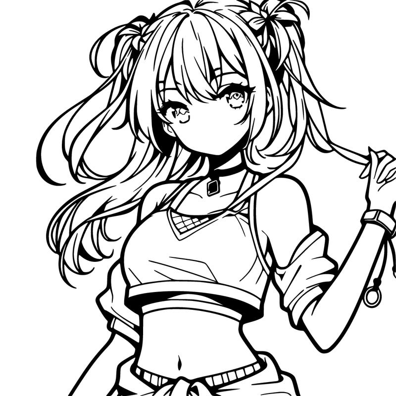 anime girl with crop top