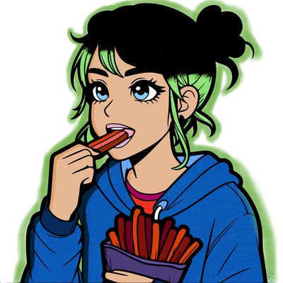 teen girl eating takis