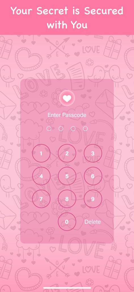 My Love-Relationship Countdown - A pink passcode entry screen for securing relationship memories in the My Love app