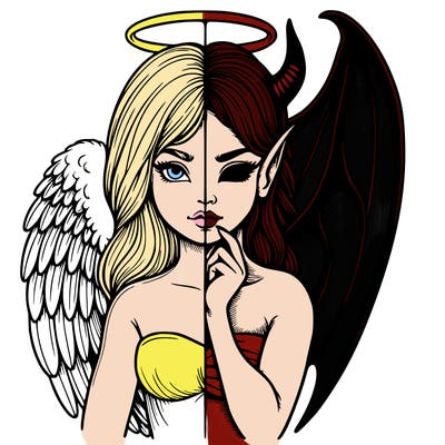 realistic angel half demon
