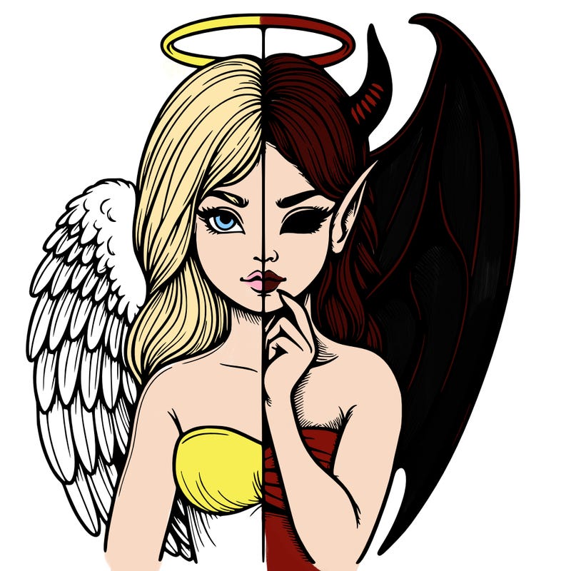 realistic angel half demon