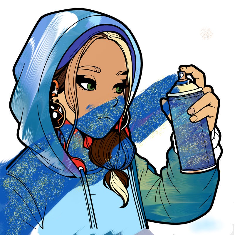 a realistic girl, spray painting