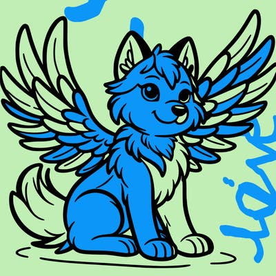 a wolf with wings