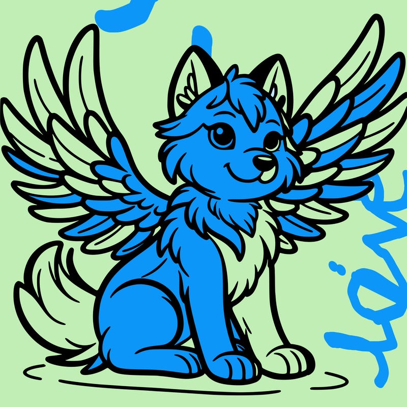 a wolf with wings