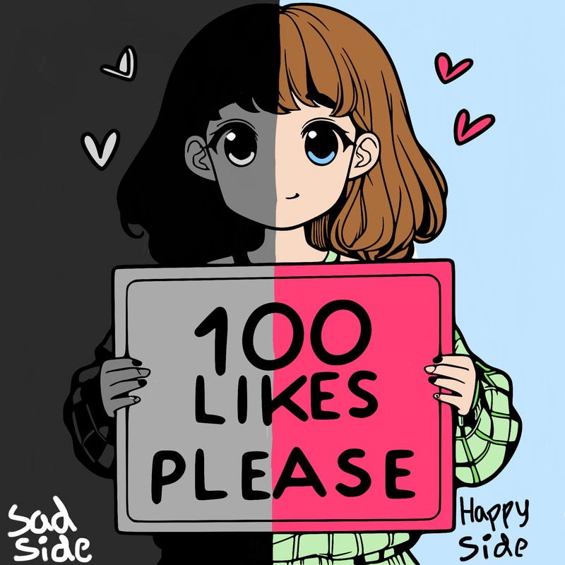 a girl holding a sign saying 100 likes please