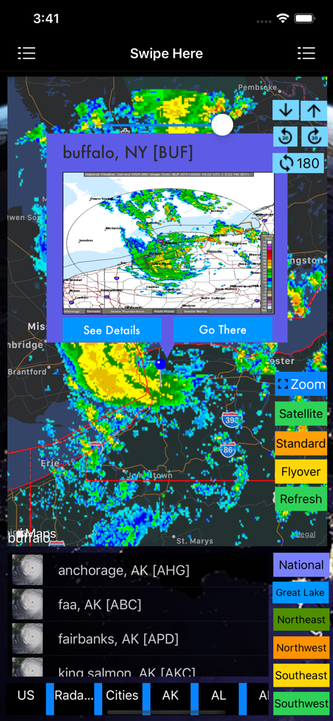 US NOAA Radars 3D Pro - Weather radar map for Buffalo New York in the US NOAA Radars 3D Pro application