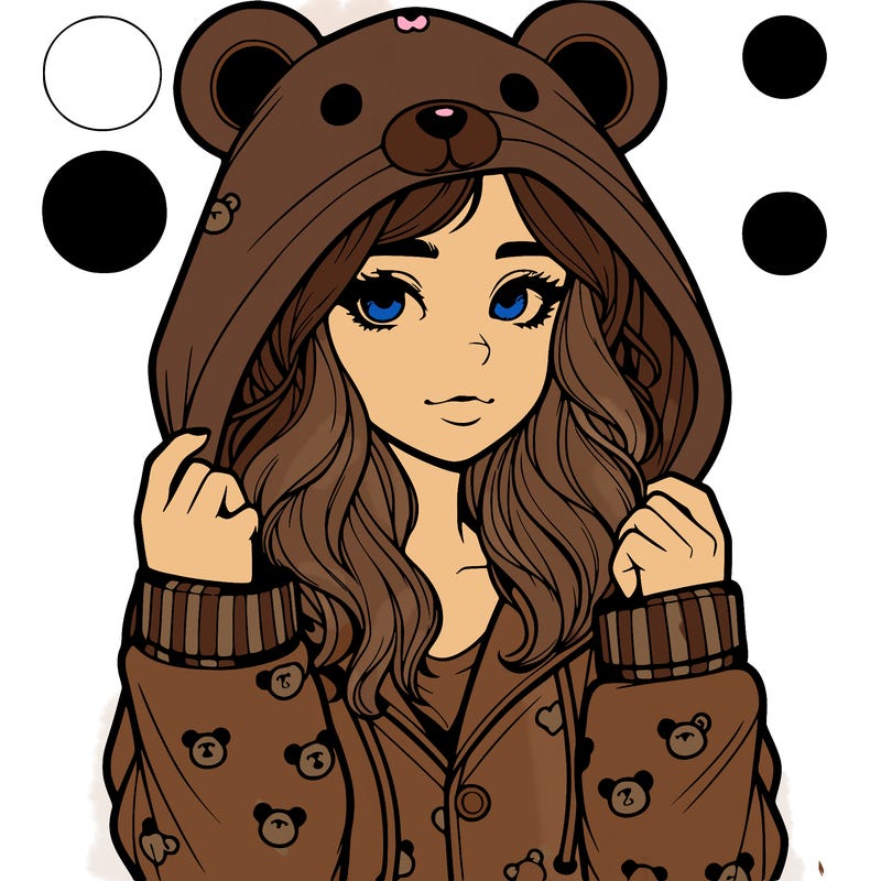 realistic girl in a animal pjs hoodie