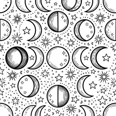 Explore the enchanting world of lunar phases with this fun coloring page designed especially for kids. Featuring various moon shapes and sparkling stars, it's perfect for young astronomers and creative minds.