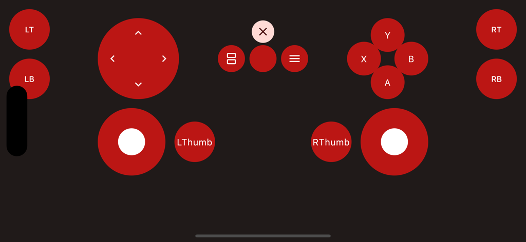 Remote Gamepad - Virtual gamepad layout with red buttons and joysticks for PC gaming
