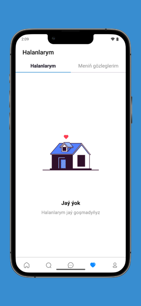 Jaý Tap - Jay Tap real estate app favorites screen with an empty list illustration
