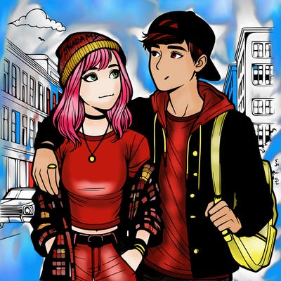 realistic couple street teens