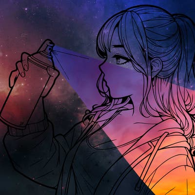 a realistic girl spray, painting